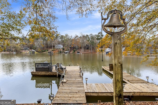 view of dock featuring a water view