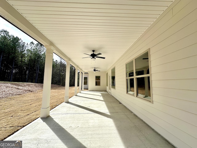 view of patio with ceiling fan