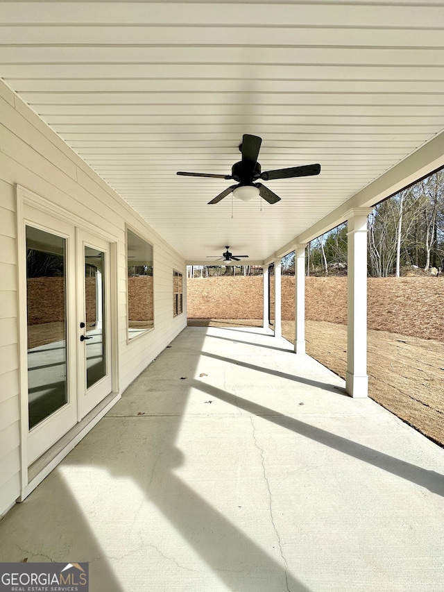 view of patio / terrace featuring a ceiling fan