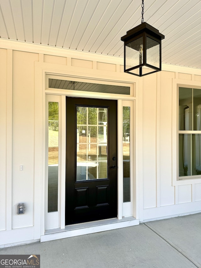 entrance to property with board and batten siding