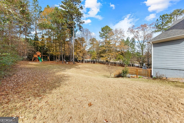 view of yard with a playground