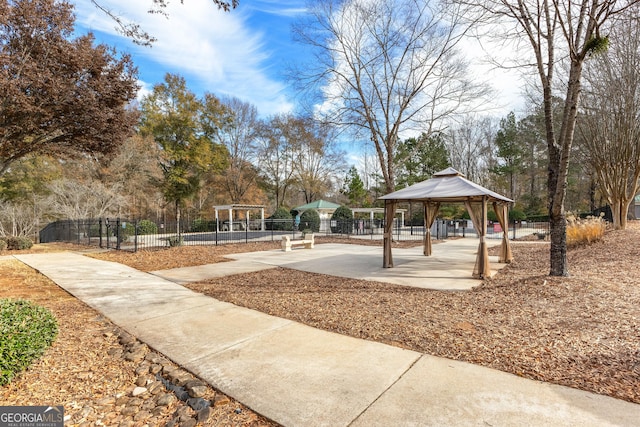 view of community with a gazebo