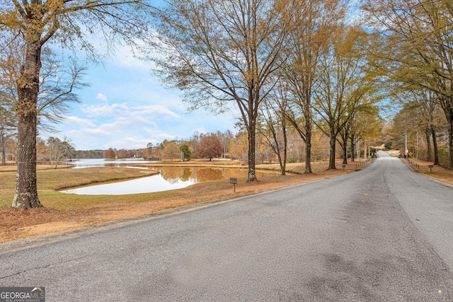 view of street featuring a water view