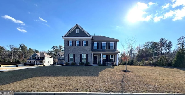 view of front facade featuring a front lawn