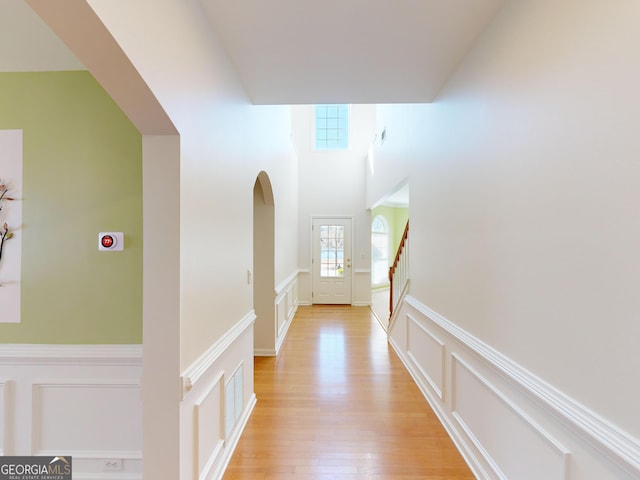 corridor featuring light hardwood / wood-style flooring