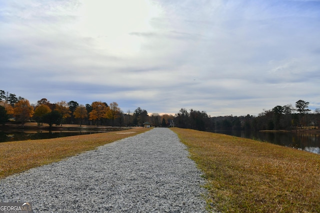 view of road featuring a water view