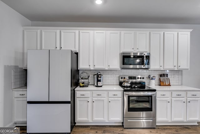 kitchen with white cabinets and stainless steel appliances