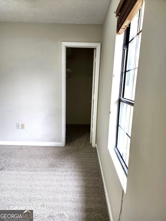 spare room featuring carpet and a textured ceiling