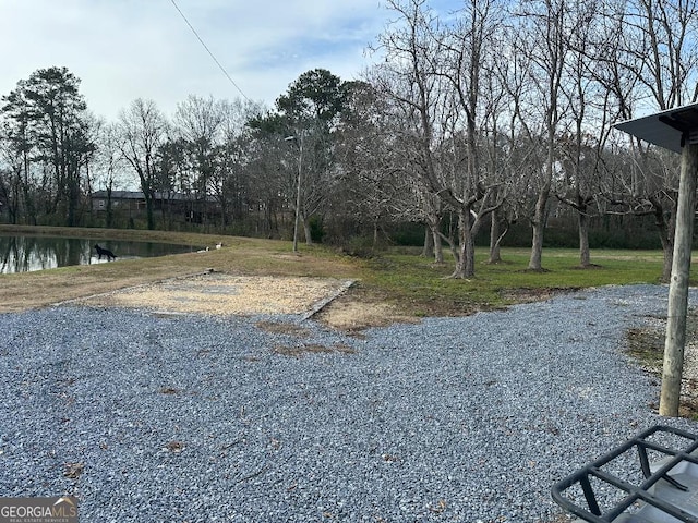 view of yard with a water view