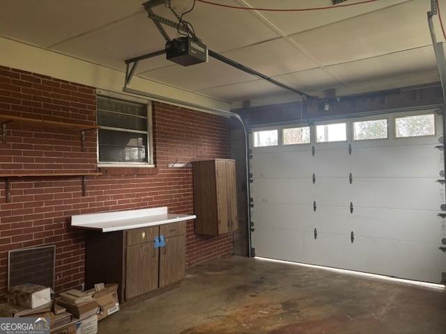 garage with a garage door opener