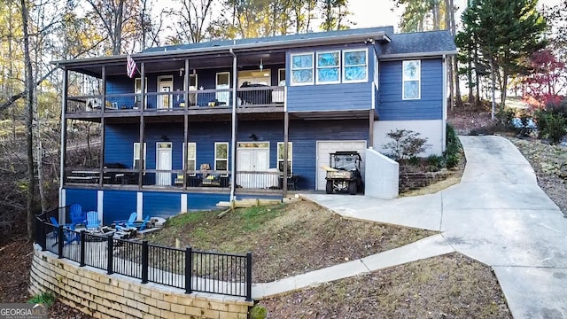 view of front of home with a balcony