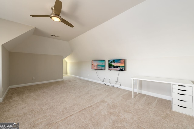 1560 Tapestry Rdg, Lawrenceville, GA 30045 - additional living space featuring carpet flooring, lofted ceiling, and ceiling fan