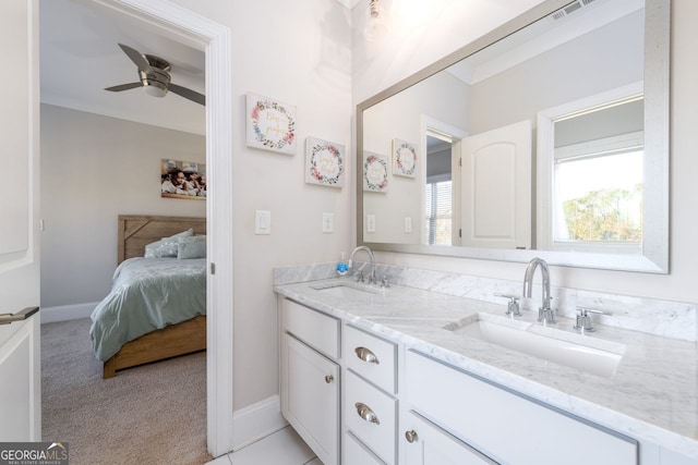 1560 Tapestry Rdg, Lawrenceville, GA 30045 - full bathroom with double vanity, ceiling fan, and ensuite bathroom