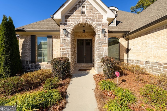 1560 Tapestry Rdg, Lawrenceville, GA 30045 - doorway to property with brick siding and a shingled roof