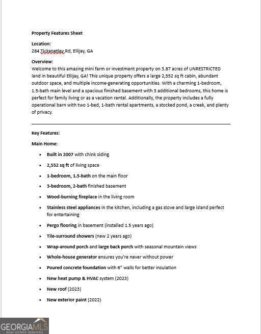 284 Tickanetley Rd, Ellijay, GA 30536 - view of a document