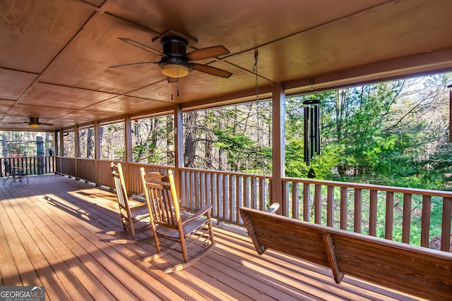 deck featuring a ceiling fan