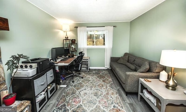 office featuring hardwood / wood-style flooring