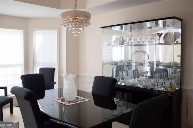 dining room featuring an inviting chandelier