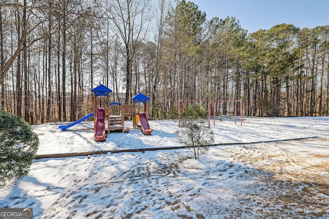 view of snow covered playground