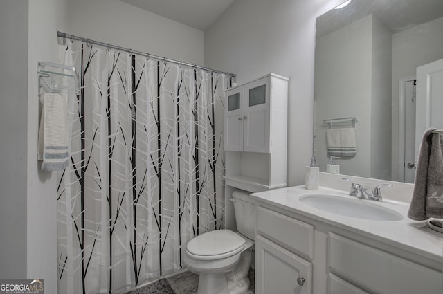 bathroom featuring vanity and toilet