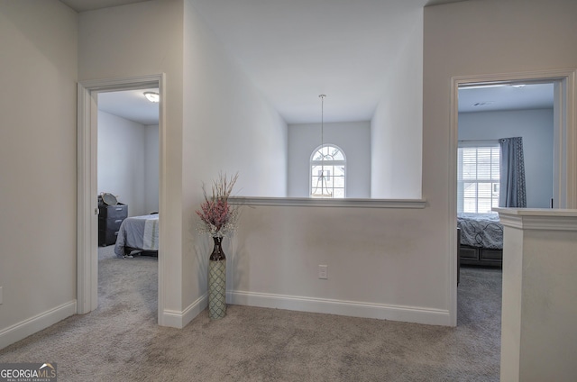 entryway featuring a healthy amount of sunlight and carpet flooring