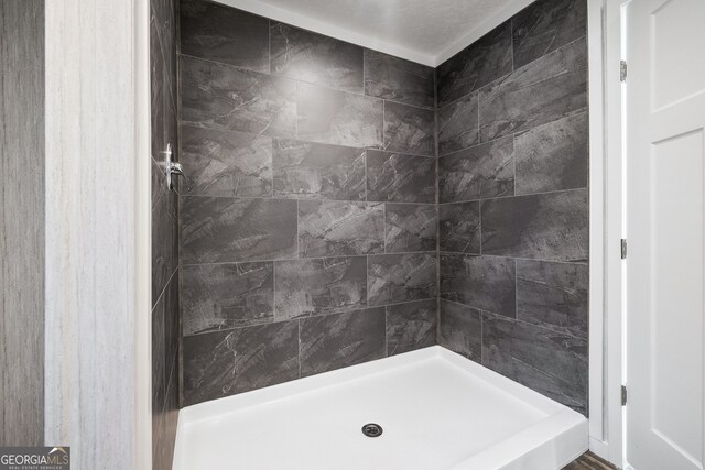 45 Tahoe Trl, Martin, GA 30557 - bathroom with tiled shower and a textured ceiling