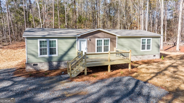 view of front of property with a deck