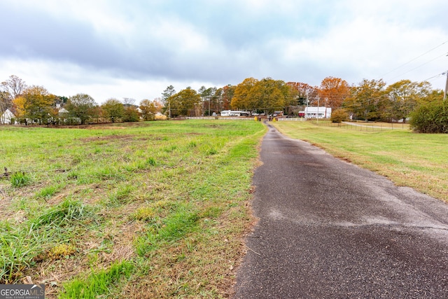 view of street with a rural view