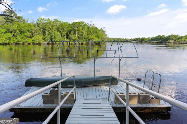 view of dock featuring a water view