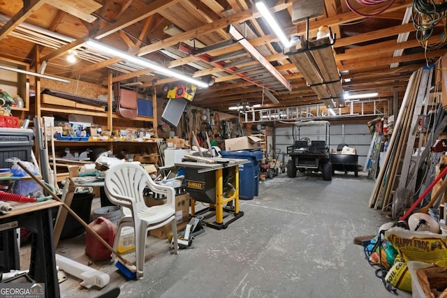 interior space with a workshop area