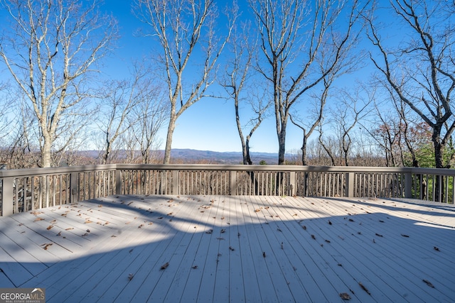 deck with a mountain view