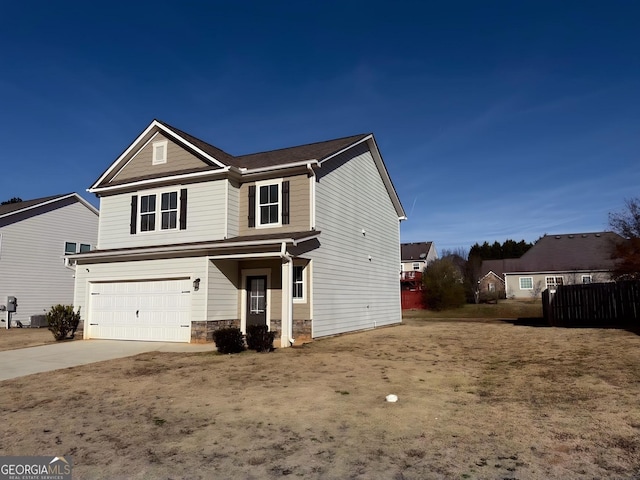 front facade with a garage