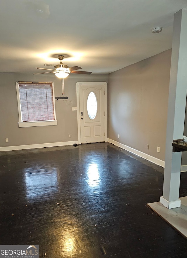 foyer with ceiling fan