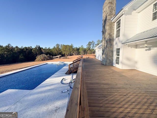 429 Deens Landing Rd, Baxley, GA 31513 - view of swimming pool featuring a wooden deck and ceiling fan