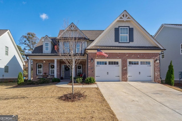 craftsman house with a garage and a porch