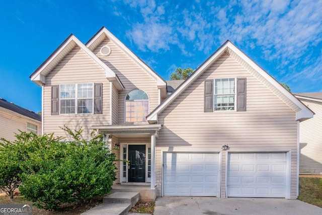 view of front property with a garage