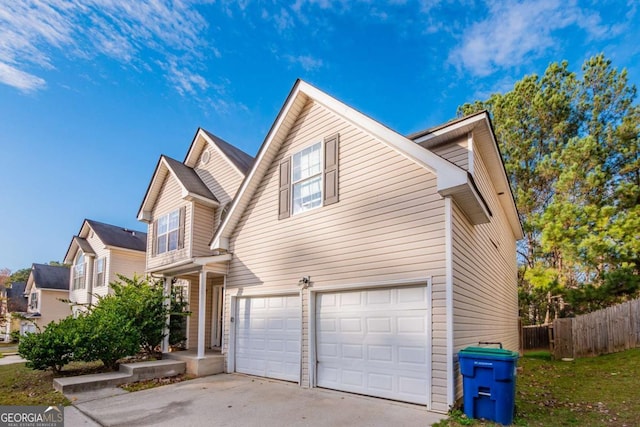 view of front property with a garage