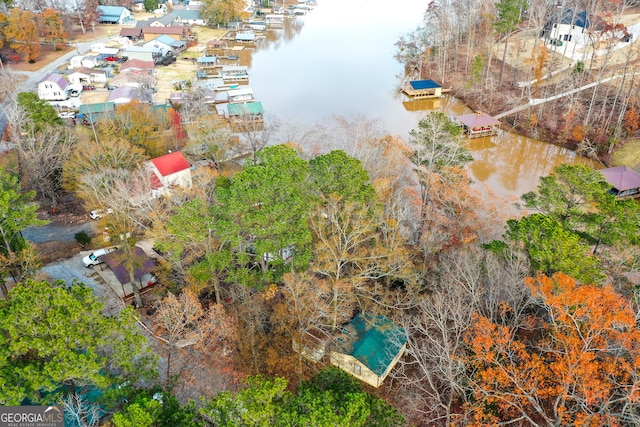 bird's eye view featuring a water view