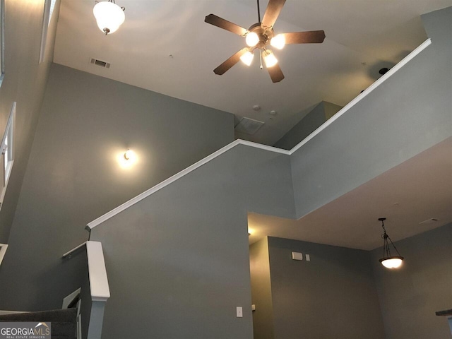 interior details with ceiling fan