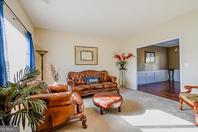 living room with wood-type flooring