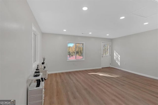 interior space with light hardwood / wood-style flooring