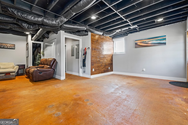 basement with baseboards