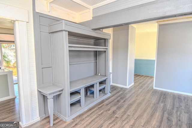 mudroom featuring dark hardwood / wood-style flooring