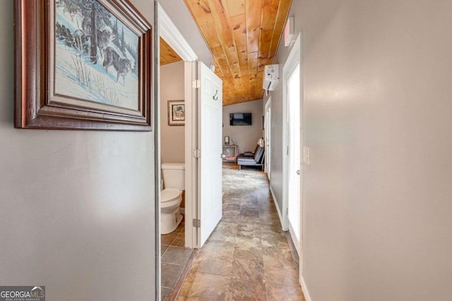 hall with wooden ceiling