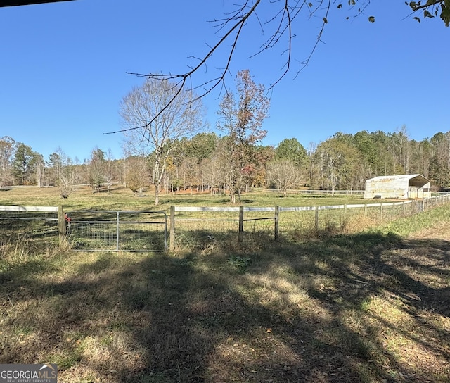 view of yard with a rural view