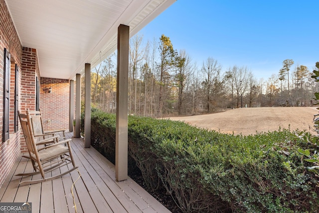 deck with a porch