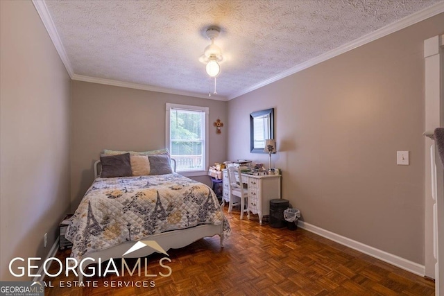 1088 New Rosedale Rd NE, Armuchee, GA 30105 - bedroom with baseboards, a textured ceiling, and ornamental molding