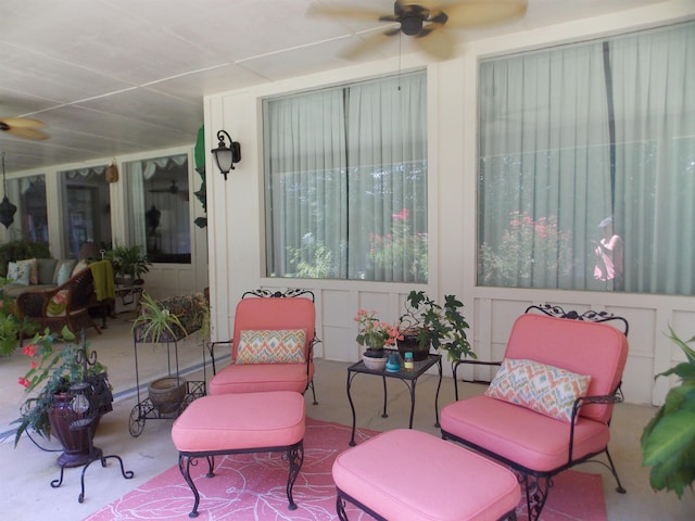 view of patio with ceiling fan