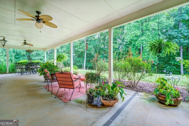 view of patio with ceiling fan