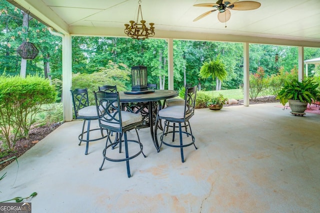 view of patio / terrace featuring ceiling fan